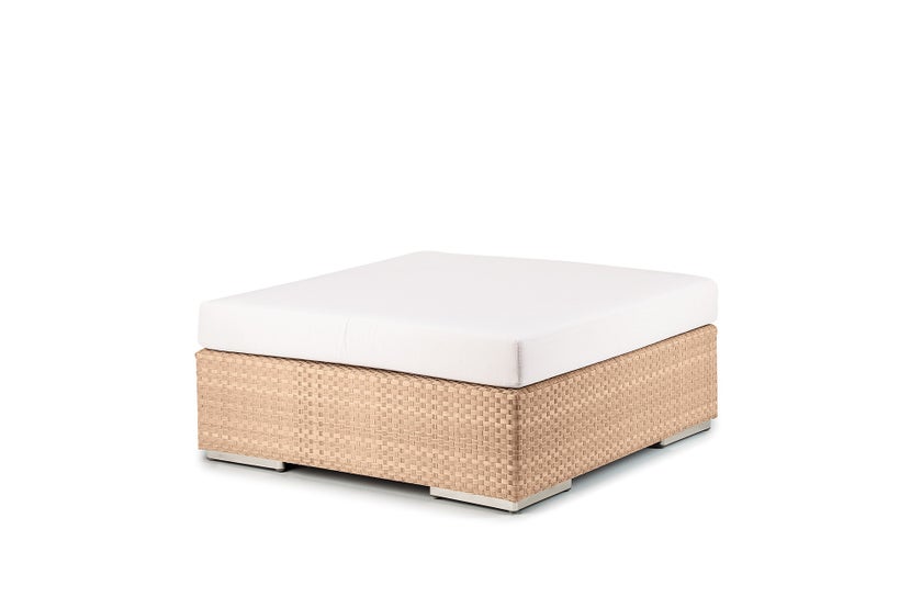 Repose pied LOUNGE avec coussin Cool white de Dedon, Bleach Repose pied LOUNGE avec coussin Cool white de Dedon, Bleach