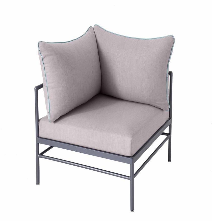 Fauteuil d'angle RIVAGE de Vlaemynck, Structure basalte, Natté Gris clair