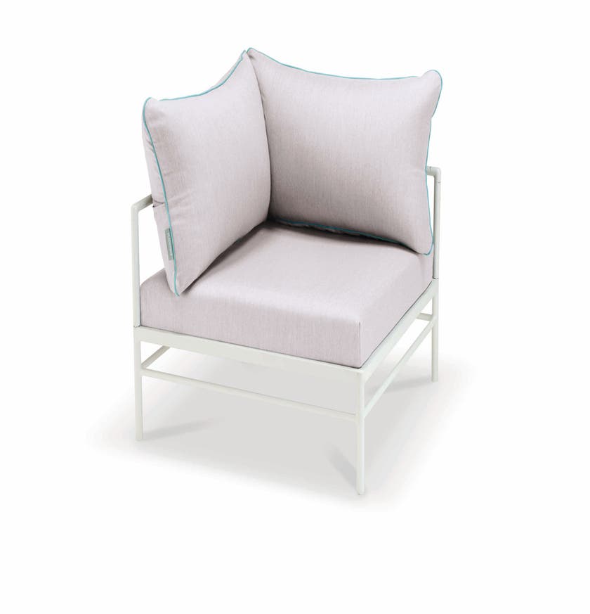 Fauteuil d'angle RIVAGE de Vlaemynck, Structure blanc coton, Natté Gris clair