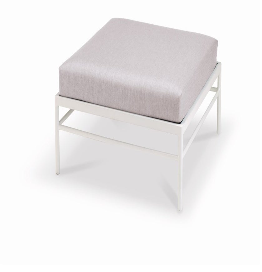 Pouf RIVAGE de Vlaemynck, Structure blanc coton, Natté Gris clair
