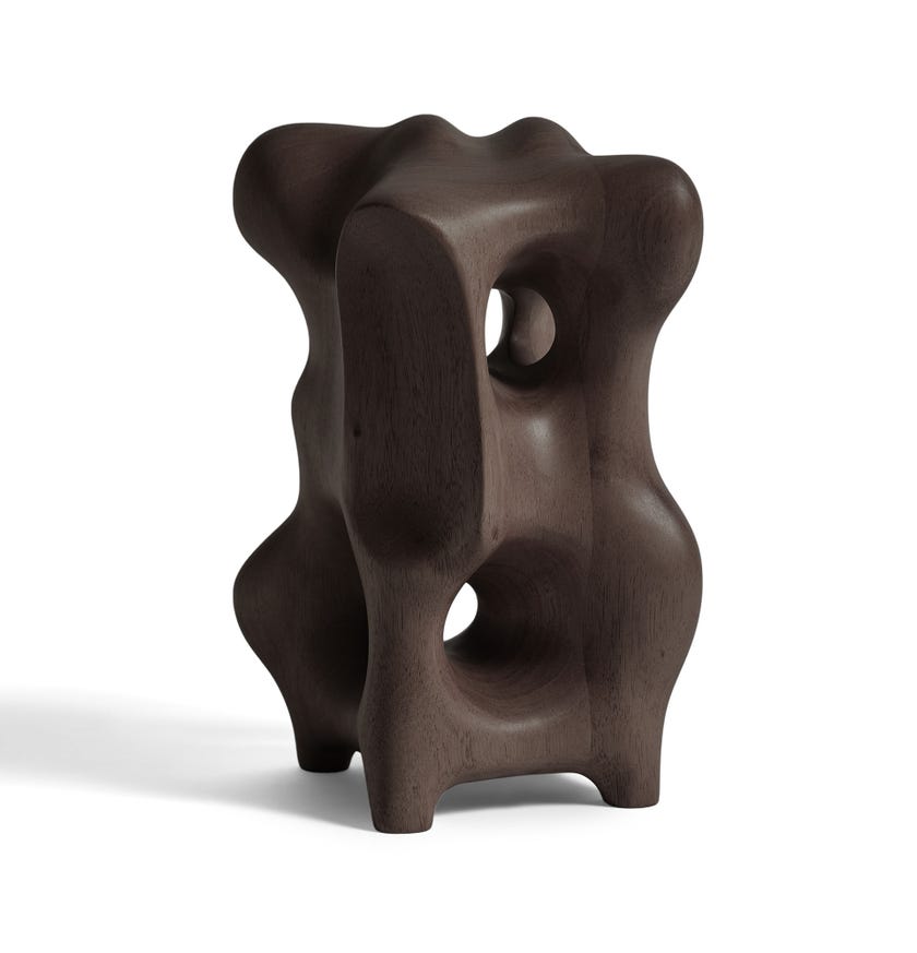 Sculpture ORGANIC, Acajou verni marron foncé