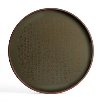 Second Nature tray - Moss - glass - round - S
