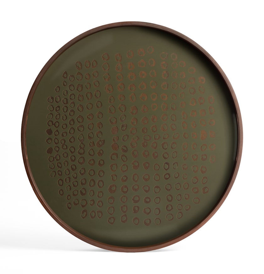 Second Nature tray - Moss - glass - round - S