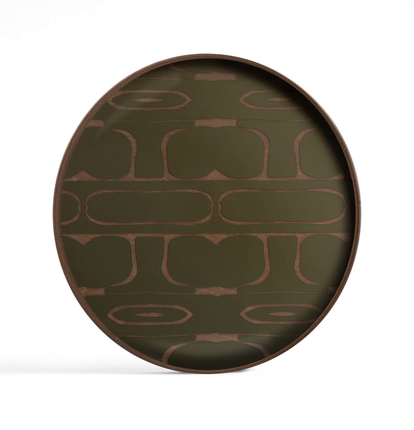 Plateau en verre Second Nature - Mousse- rond
