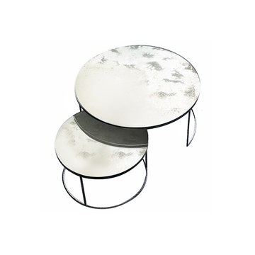 Table basse NESTING de Ethnicraft, Clear - Heavy Aged Mirror