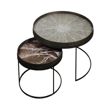 Set Round Tray tables basses Extra Large de Ethnicraft Accessories, H.31/38