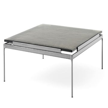 Table basse SETT LN13, Structure chrome foncé, Plateau verre fumé