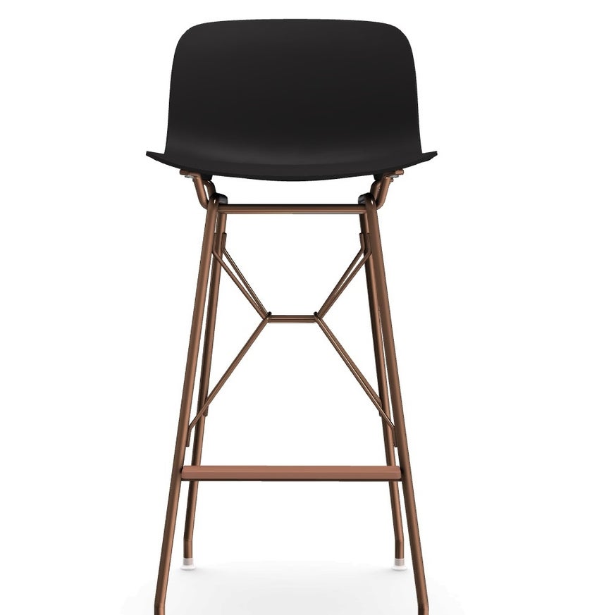 TABOURET TROY EIFFEL MOYEN, Cuivre, Assise noire de MAGIS