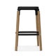 TABOURET STEELWOOD H.68, Pieds hêtre naturel, assise et dossier acier laque noir