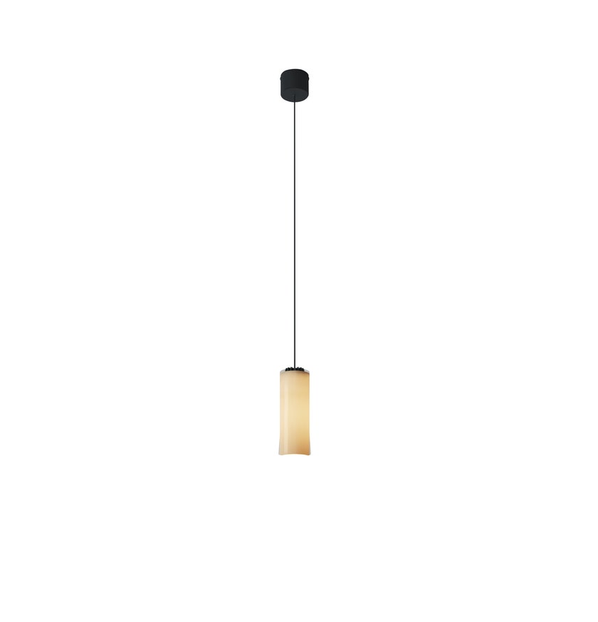 Suspension CIRIO SIMPLE Porcelaine Blanc / Métal Noir / Lin Blanc