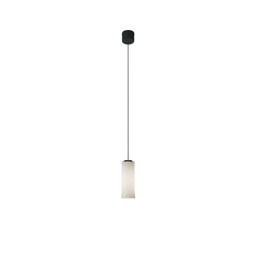 Suspension CIRIO SIMPLE Verre Blanc / Métal Noir / Lin Blanc