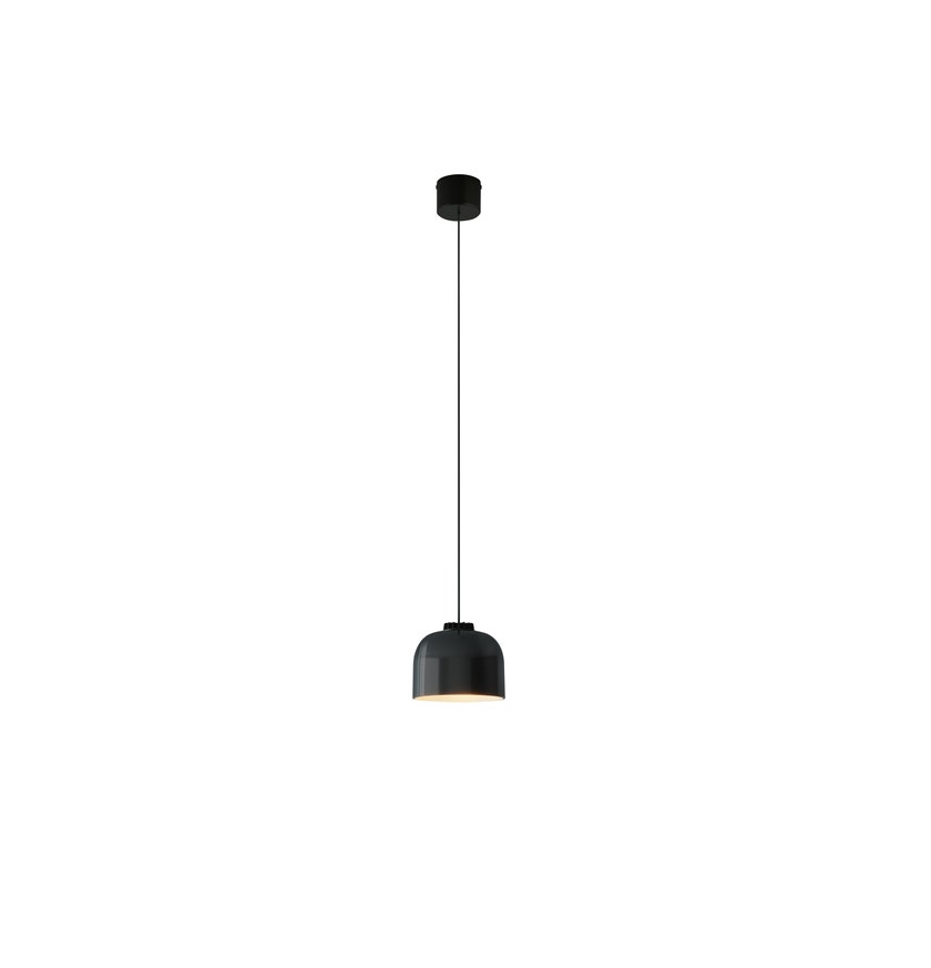Suspension HEADHAT BOWL Ceramique Noir / Métal Noir / Lin Blanc