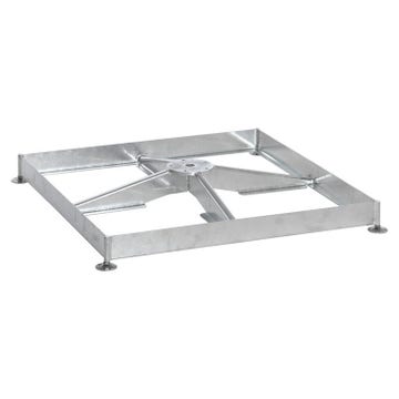 Socle M4, 120 kg, (pour 8 dalles 40×40×4 cm), 91 × 91 × 11.5 – 15.5 cm, en acier zingué