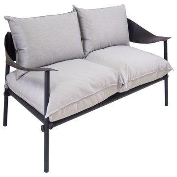 Sofa 2 places TERRAMARE de Emu, Noir avec coussins gris clair