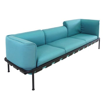 Sofa 3 places DOCK de Emu, Structure noire avec coussins turquoises