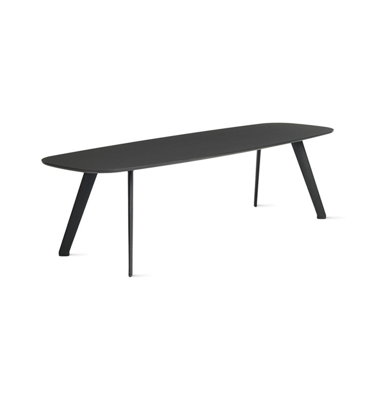 Table basse SOLAPA de Stua, 118 x 38, H.30 cm, Plateau Fénix Noir, Pieds Noir