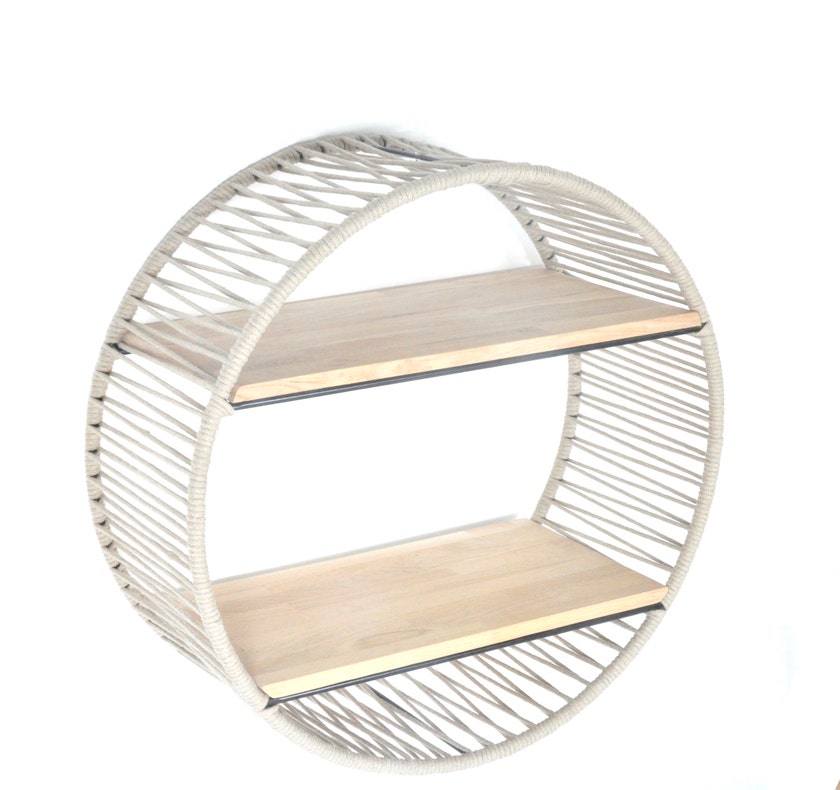 Étagère SONIX Ø.72 cm de Boqa, Structure noire, Lin Étagère SONIX Ø.72 cm de Boqa, Structure noire, Lin
