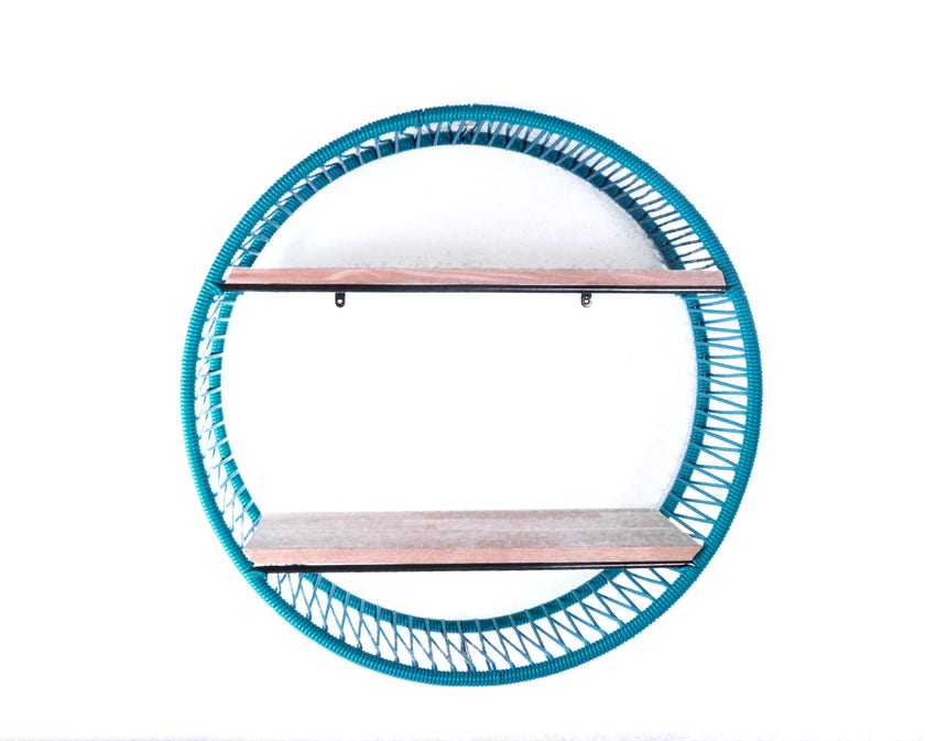 Étagère SONIX Ø.72 cm de Boqa, Structure noire, Bleu océan Étagère SONIX Ø.72 cm de Boqa, Structure noire, Bleu océan
