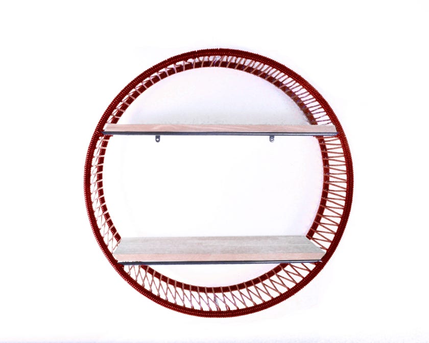 Étagère SONIX Ø.72 cm de Boqa, Structure noire, Rouge bordeaux Étagère SONIX Ø.72 cm de Boqa, Structure noire, Rouge bordeaux