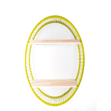 Étagère SONIX Ø.72 cm de Boqa, Structure blanche, Jaune moutarde