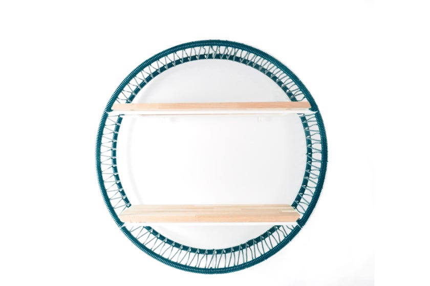 Étagère SONIX Ø.72 cm de Boqa, Structure blanche, Bleu océan Étagère SONIX Ø.72 cm de Boqa, Structure blanche, Bleu océan