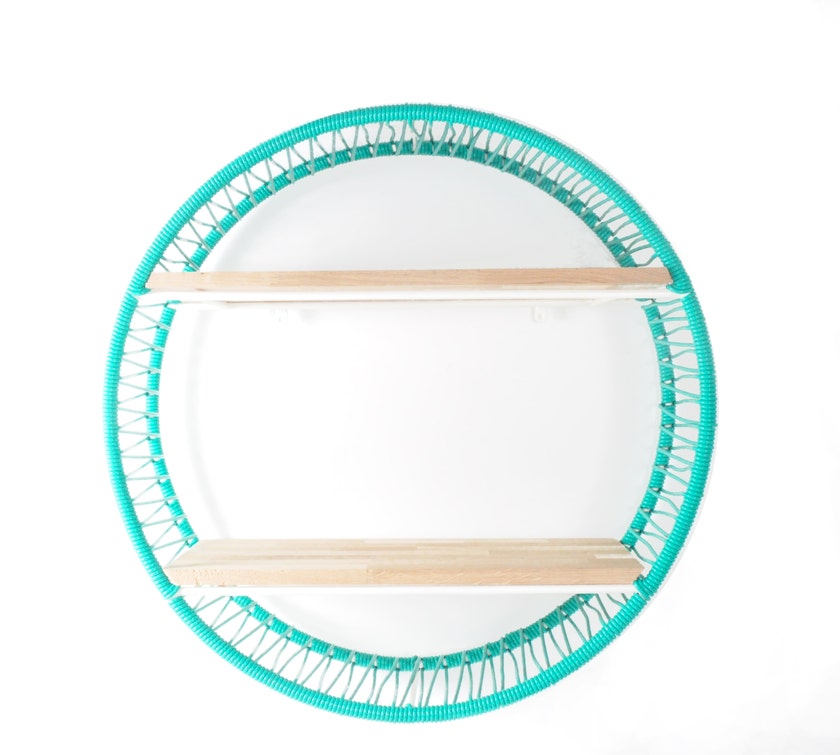 Étagère SONIX Ø.72 cm de Boqa, Structure blanche, Vert turquoise Étagère SONIX Ø.72 cm de Boqa, Structure blanche, Vert turquoise