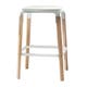 TABOURET STEELWOOD, H.68 cm, Piétement en hêtre naturel, assise et repose pied acier laqué blanc
