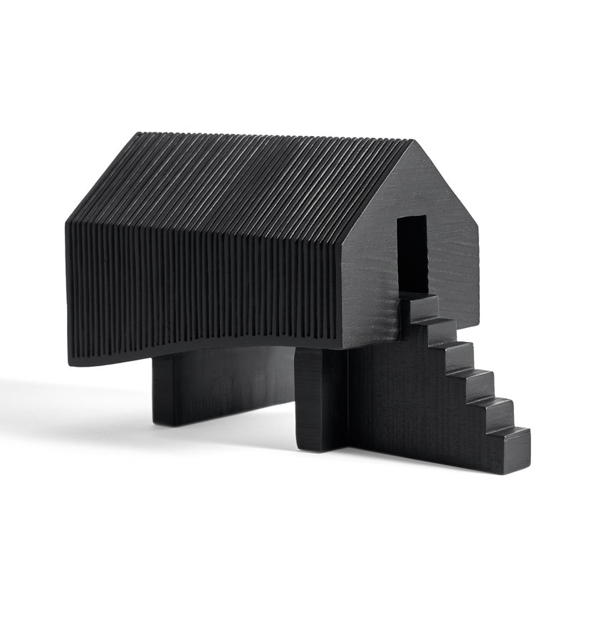 Stilt House object - varnished mahogany - black