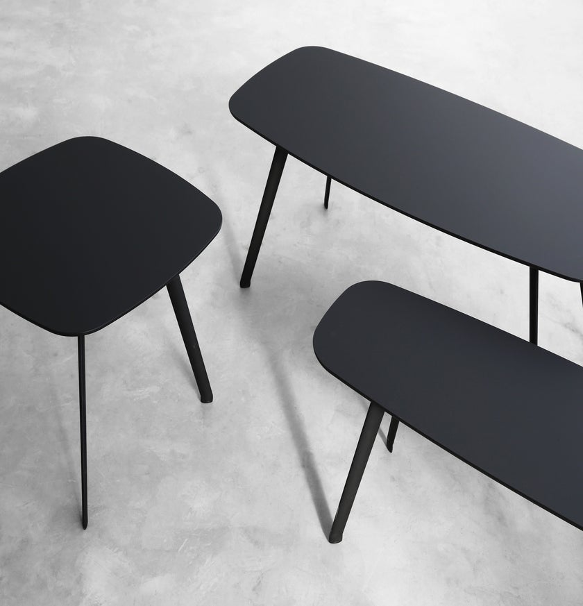 Table basse SOLAPA H36 de Stua, 58 x 58 cm, Pieds Noir, Plateau Fénix