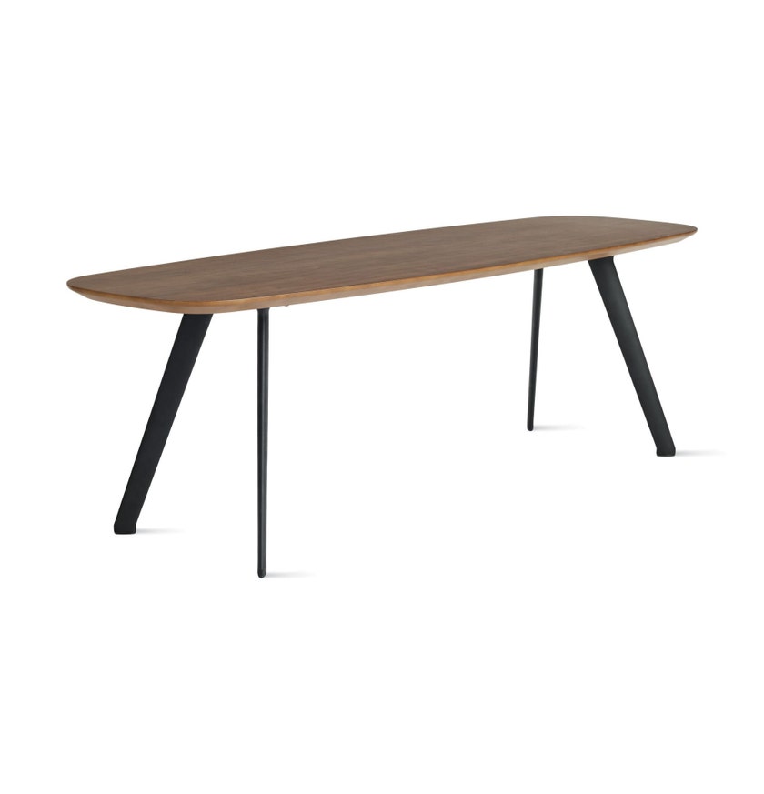 Table basse SOLAPA H30 de Stua, 120 x 40 cm, Pieds Noir, Plateau Noyer