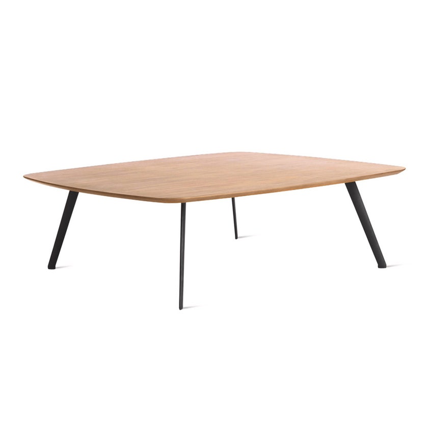 Table basse SOLAPA de Stua, 120x120xH36, Plateau Chêne, Pieds Noir, 