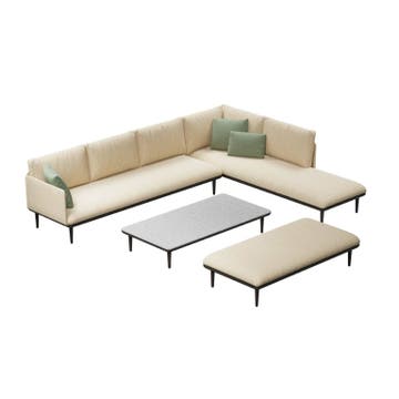 Canapé / salon extérieur STYLETTO LOUNGE SET de Royal Botania, Structure anthracite, Coussin Natural White Dot