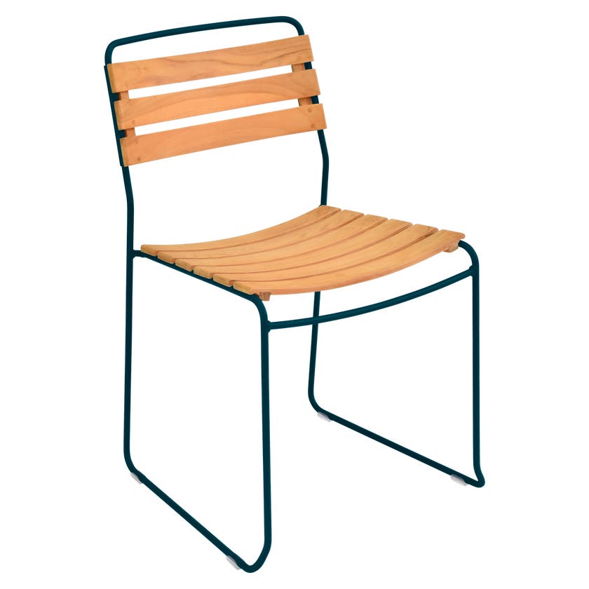 Chaise teck SURPRISING de Fermob, Bleu acapulco Chaise teck SURPRISING de Fermob, Bleu acapulco