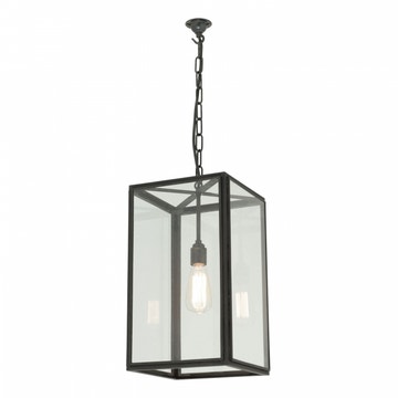 Suspension MEDIUM SQUARE de Davey Lighting, Verre clair, laiton vieilli