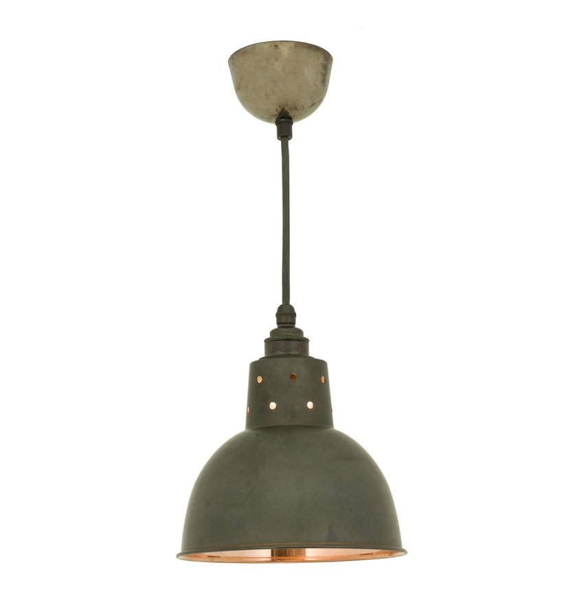Suspension SPUN avec corde de Davey Lighting, Cuivre vieilli/intérieur poli