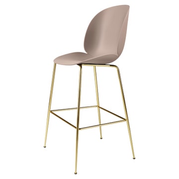 Tabouret de bar BEETLE H.65 de Gubi, Base laiton antique, Sweet pink