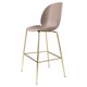 Tabouret de bar BEETLE H.65, Base laiton antique, Sweet pink