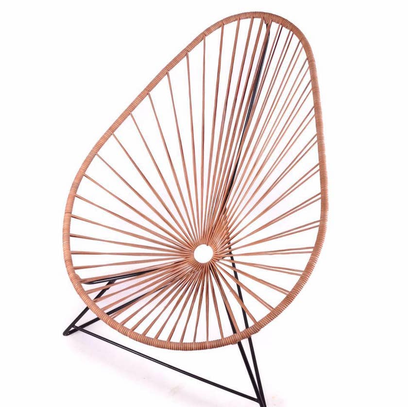 Fauteuil ACAPULCO de Boqa avec structure noire, Cuir naturel Fauteuil ACAPULCO de Boqa avec structure noire, Cuir naturel