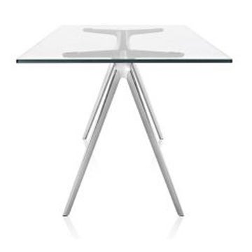 TABLE EN VERRE BAGUETTE, Pieds Alu POLI L.160 cm de MAGIS
