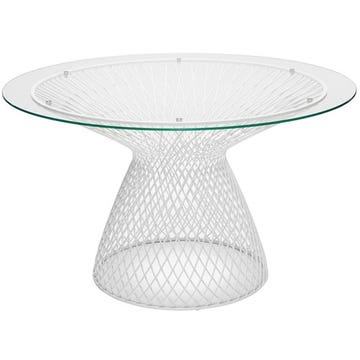 Table ronde HEAVEN de Emu,120 cm, Blanc mat / Verre transparent 