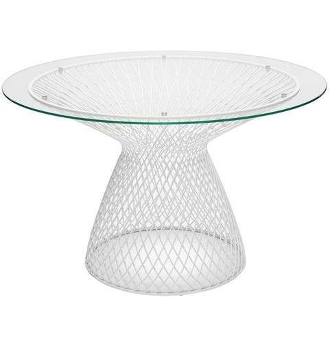 Table ronde HEAVEN de Emu,120 cm, Blanc mat / Verre transparent 