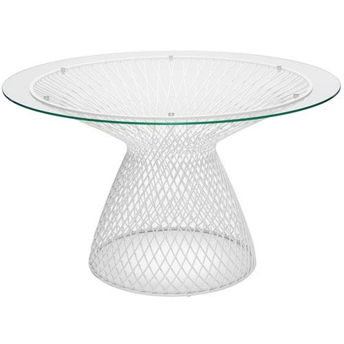Table ronde HEAVEN de Emu,120 cm, Blanc mat / Verre transparent Table ronde HEAVEN de Emu,120 cm, Blanc mat / Verre transparent