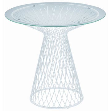Table ronde HEAVEN de Emu, 80 cm Blanc mat / Verre transparent 