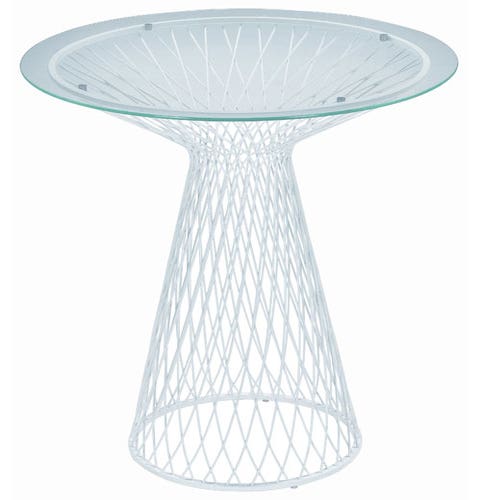 Table ronde HEAVEN de Emu, 80 cm Blanc mat / Verre transparent 