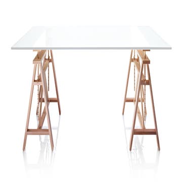 Table rectangulaire TEATRO L.200 de Magis, Plateau MDF Laminate blanc-noir