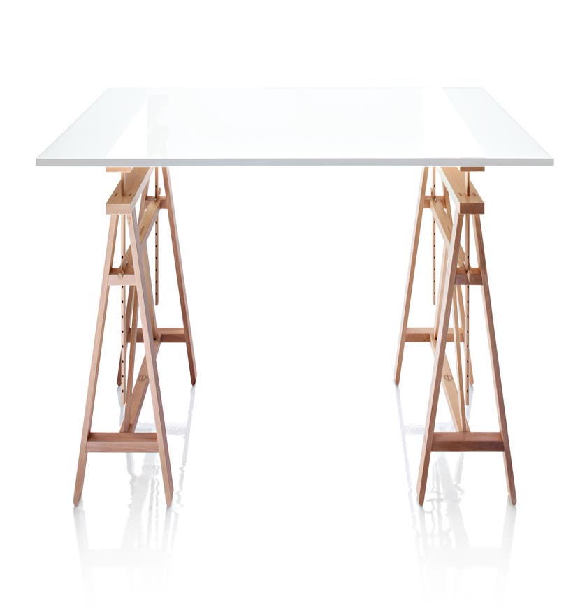 Table rectangulaire TEATRO L.200 de Magis, Plateau MDF Laminate blanc-noir