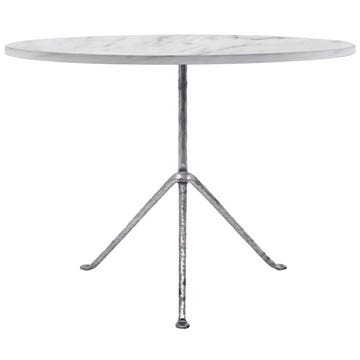TABLE OFFICINA, Ø.100 cm, Galvanisé / Marbre blanc de MAGIS