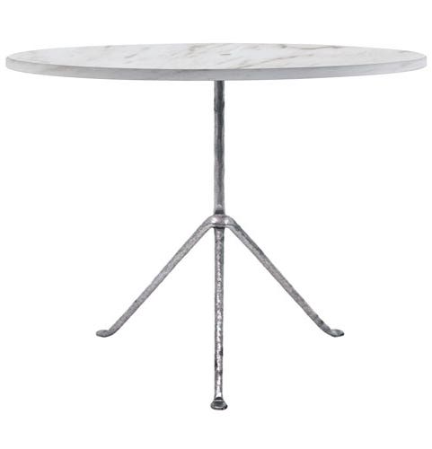 TABLE OFFICINA, Ø.100 cm, Galvanisé / Marbre blanc de MAGIS