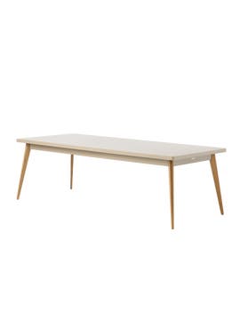 Table 55 pieds chêne, 240 x 100, Gris beige Table 55 pieds chêne, 240 x 100, Gris beige