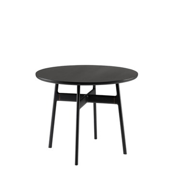 Table à manger ronde MARSHALL de Woak, Chêne laqué, Noir